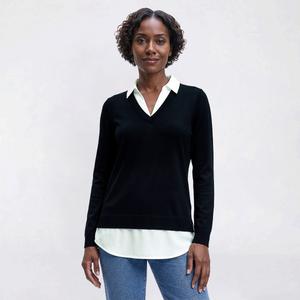 Womens Adrianna Papell 3/4 Sleeve Two In One Blouse